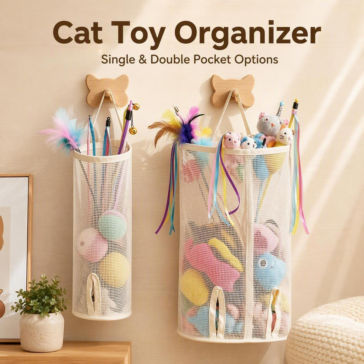 Hanging Pet Toy Organizer for Cat & Dog Toys